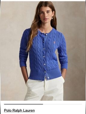 Polo by Ralph Lauren Maidstone Blue Cable-Knit Cardigan